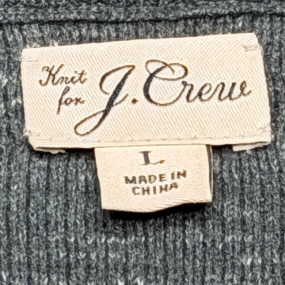 J Crew Shirt Mens Green Textured Knit Crew Neck Sweater‎ Size Large 100% Cotton